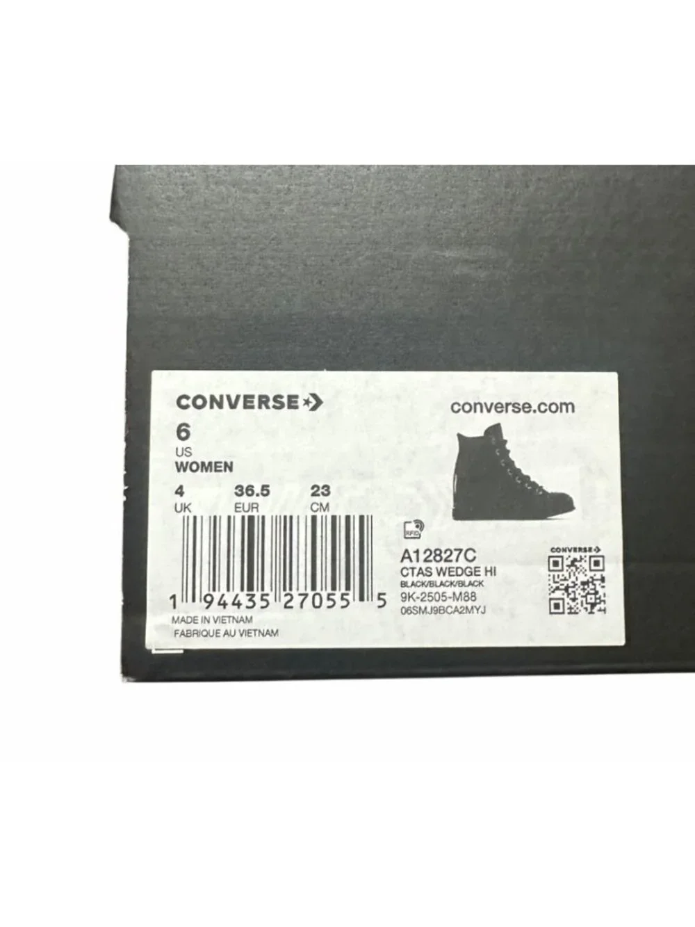 ✨Converse Chuck Taylor Wedge Platform Leather Sz 6 Women's Shoes Black A12827C